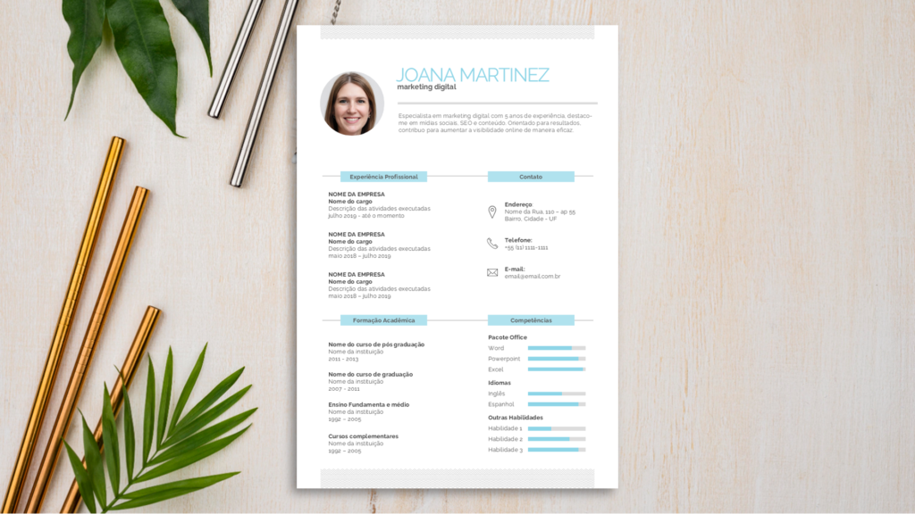 Currículo 02 – Modelo de Template em PowerPoint