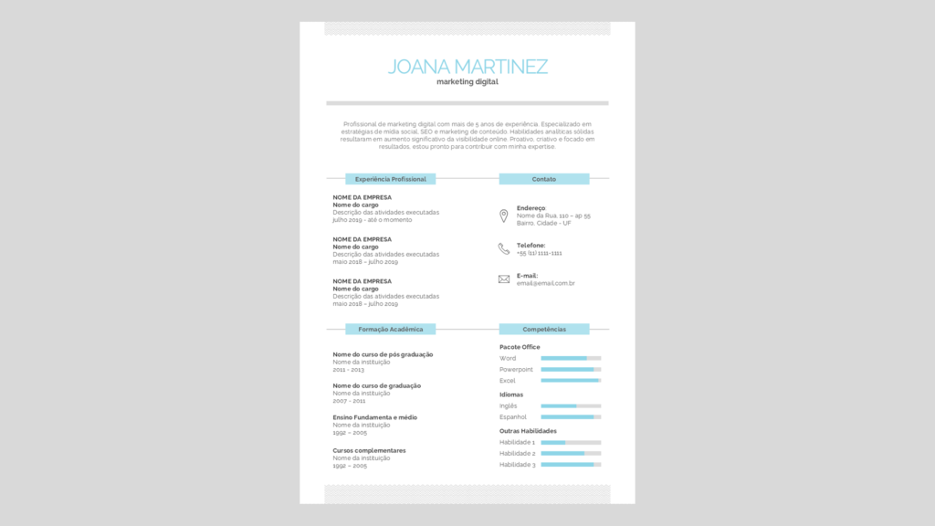 Currículo 02 – Modelo de Template em PowerPoint