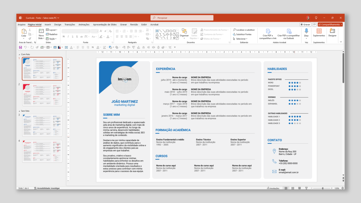 Currículo 01 - Modelo de Template em PowerPoint