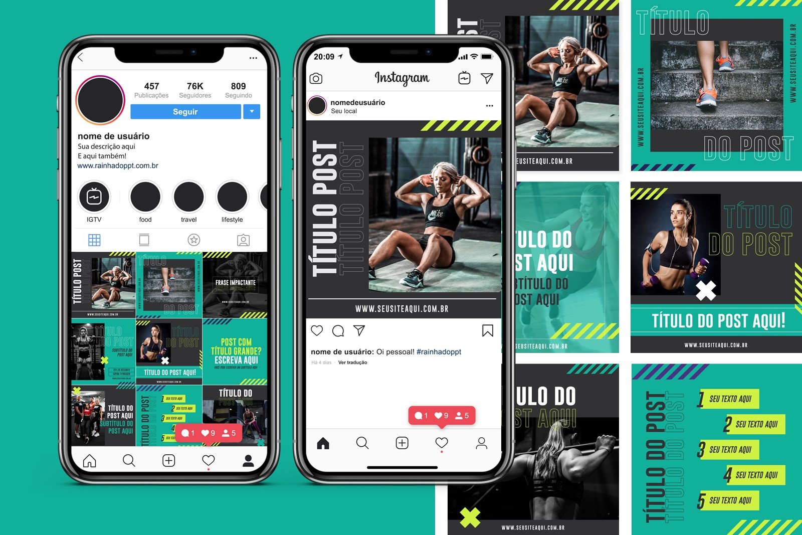 Instagram Esporte – Modelo de Template em PowerPoint