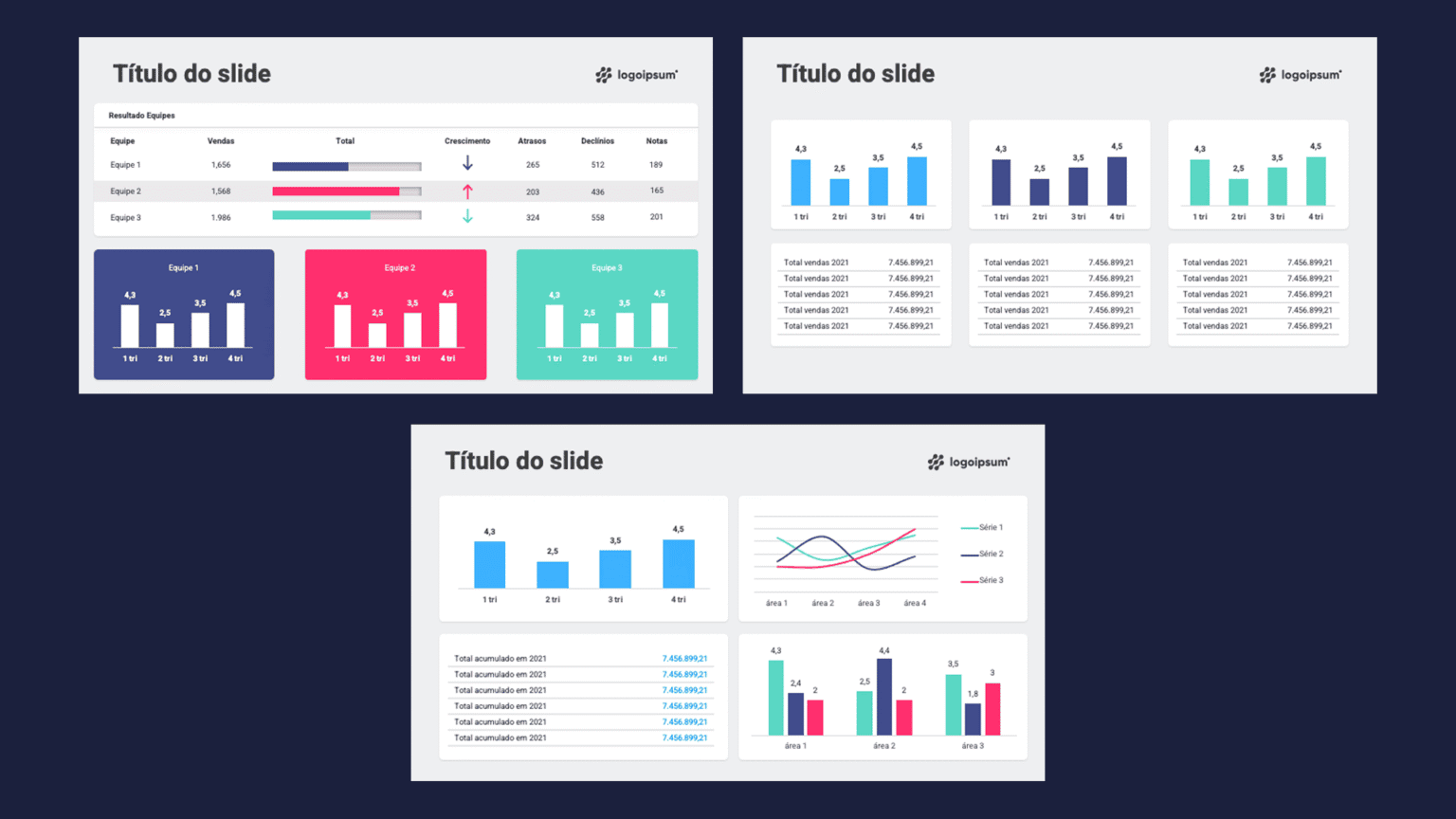 Modelo de Dashboards em PowerPoint - Rainha do PPT