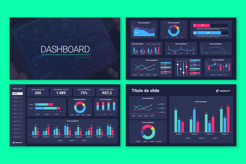 Dashboards – Modelo de Template em PowerPoint - Rainha do PPT