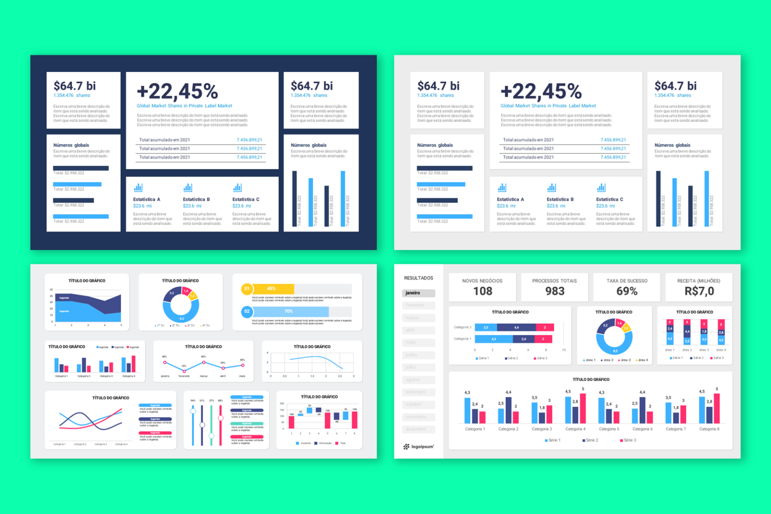 Dashboards – Modelo de Template em PowerPoint - Rainha do PPT