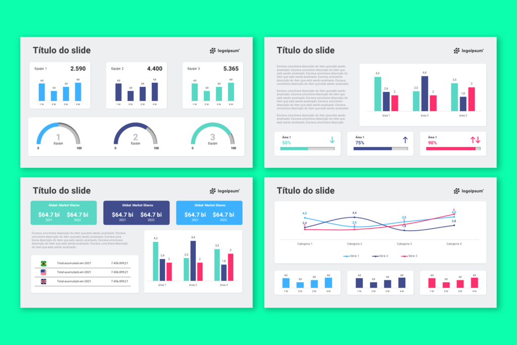 Dashboards – Modelo de Template em PowerPoint - Rainha do PPT
