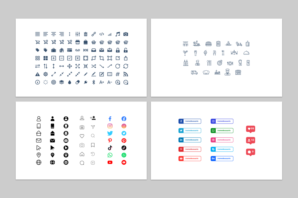 Ícones Editáveis - Modelo de Template em PowerPoint