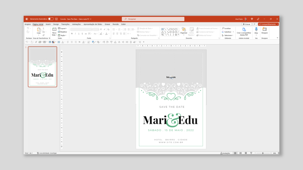 Convite Casamento 01 – Modelo de Template em PowerPoint
