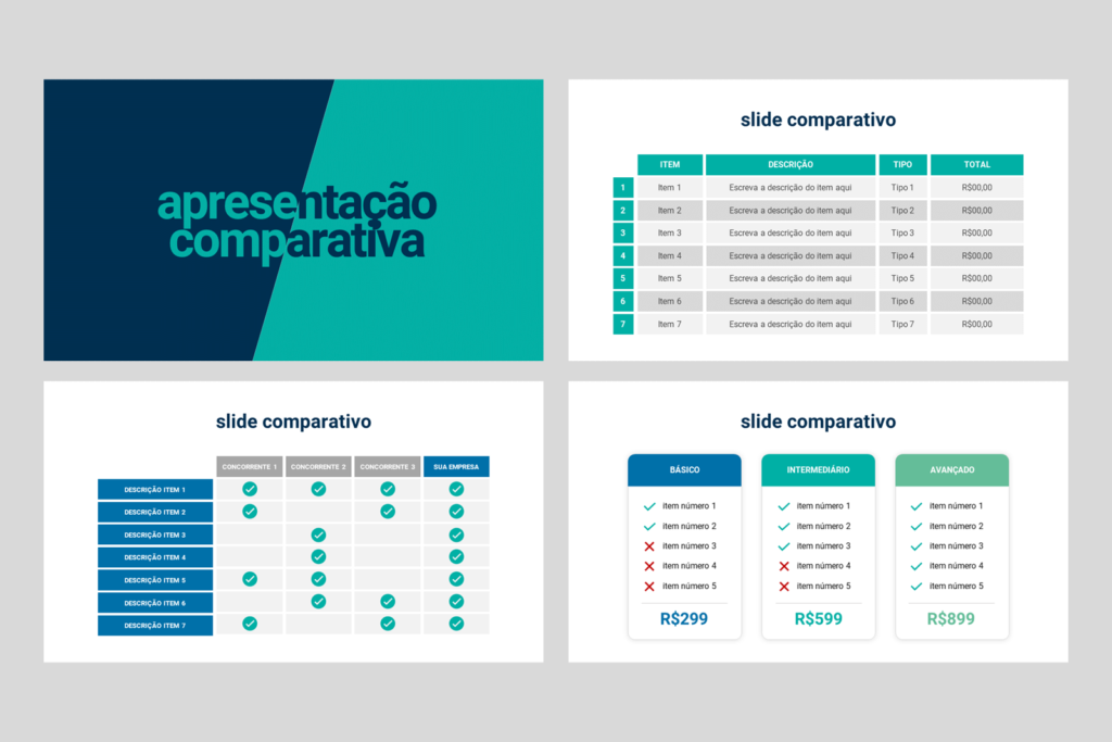 Comparativa – Modelo de Template em PowerPoint