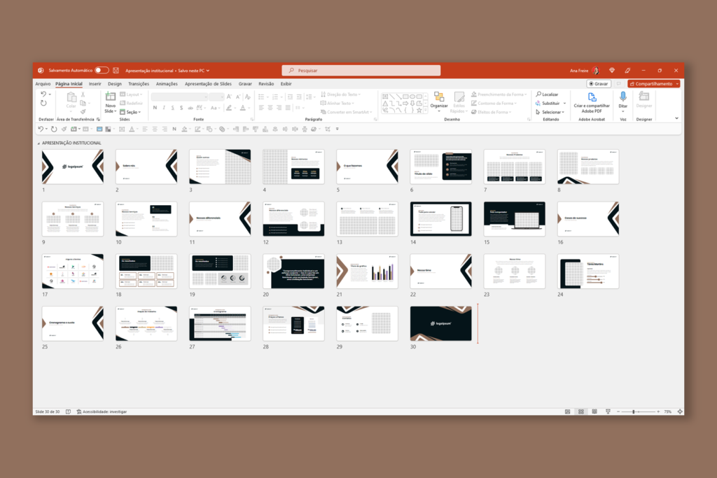 Institucional 01 – Modelo de Template em PowerPoint