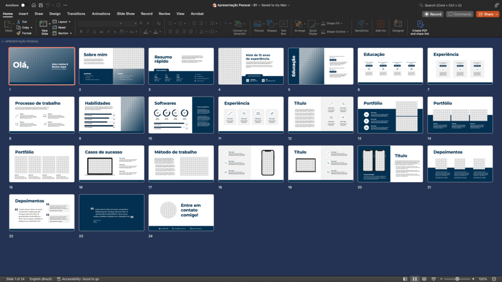 Pessoal 01 – Modelo de Template em PowerPoint