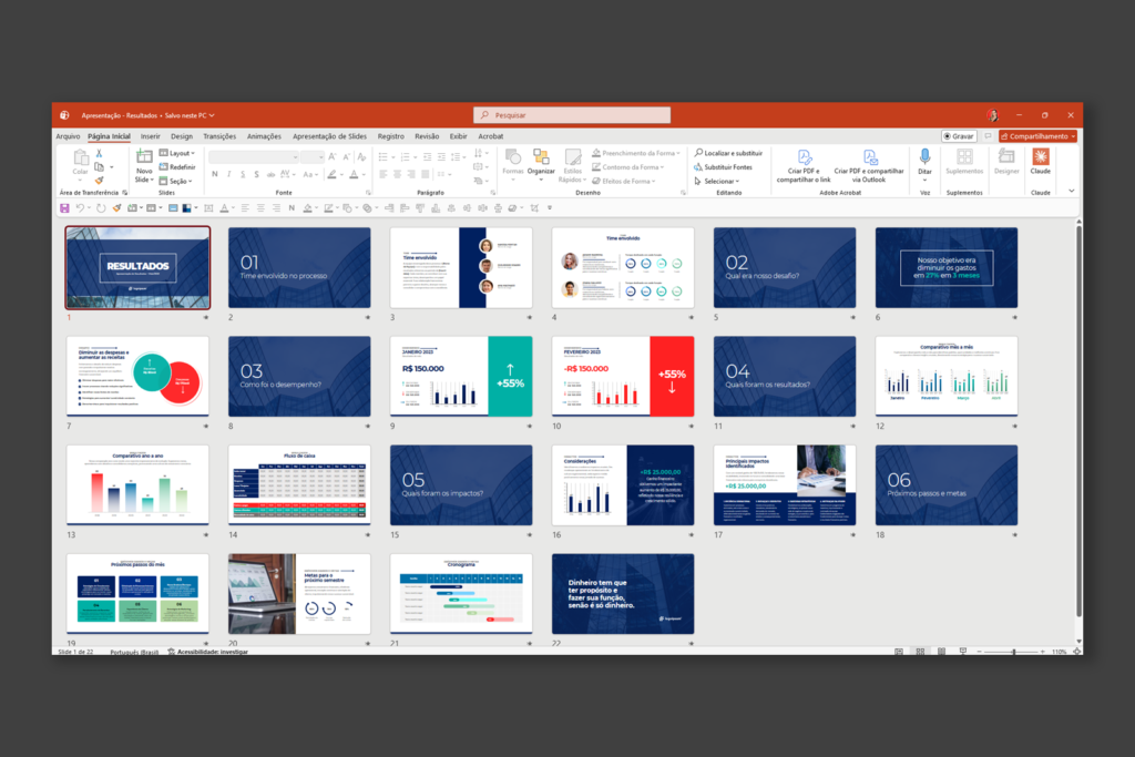 Resultados – Modelo de Template em PowerPoint