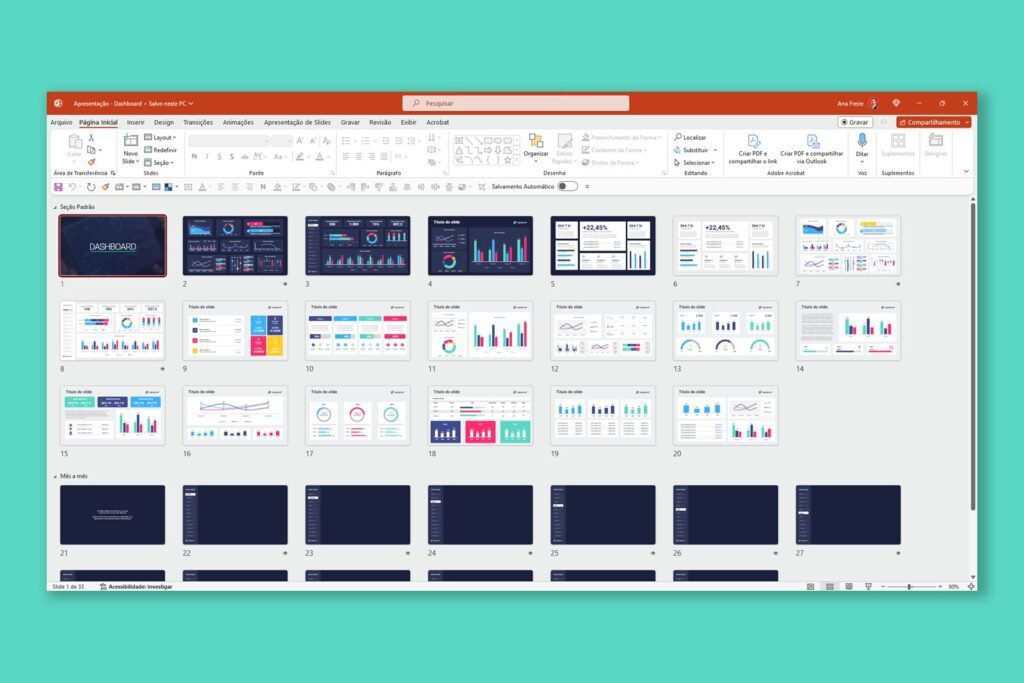 Dashboards – Modelo de Template em PowerPoint - Rainha do PPT