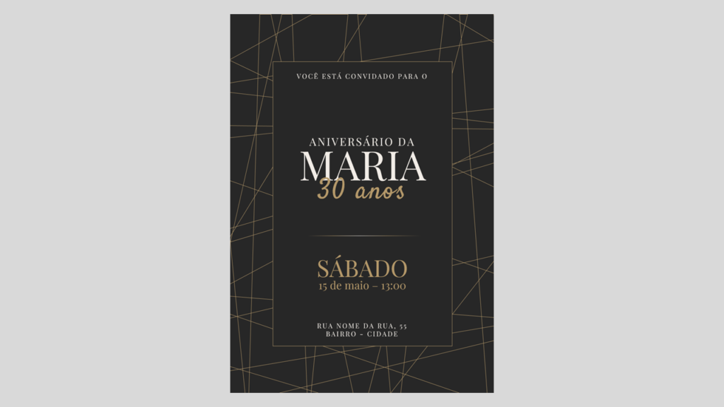 Convite Aniversário – Adulto 01 – Modelo de Template em PowerPoint