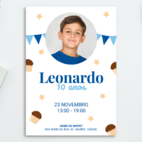 Convite Aniversário Infantil – Menino 01 – Modelo de Template em PowerPoint