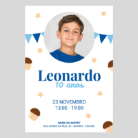 Convite Aniversário Infantil – Menino 01 – Modelo de Template em PowerPoint