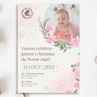 Convite Batizado – Menina 01 – Modelo de Template em PowerPoint