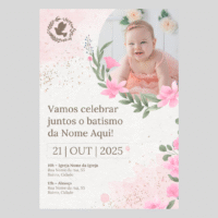 Convite Batizado – Menina 01 – Modelo de Template em PowerPoint