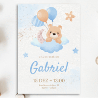 Convite Chá de Bebê – Menino 01 – Modelo de Template em PowerPoint