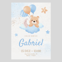 Convite Chá de Bebê – Menino 01 – Modelo de Template em PowerPoint