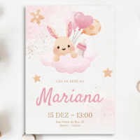 Convite Chá de Bebê – Menina 01 – Modelo de Template em PowerPoint
