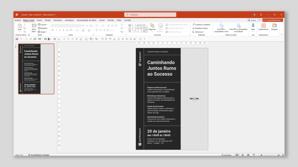 Convite Evento 01 – Modelo de Template em PowerPoint