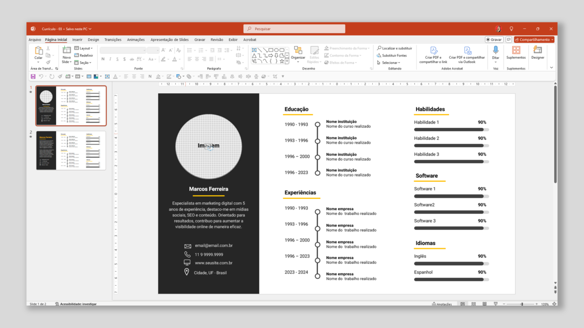 Currículo 03 - Modelo de Template em PowerPoint