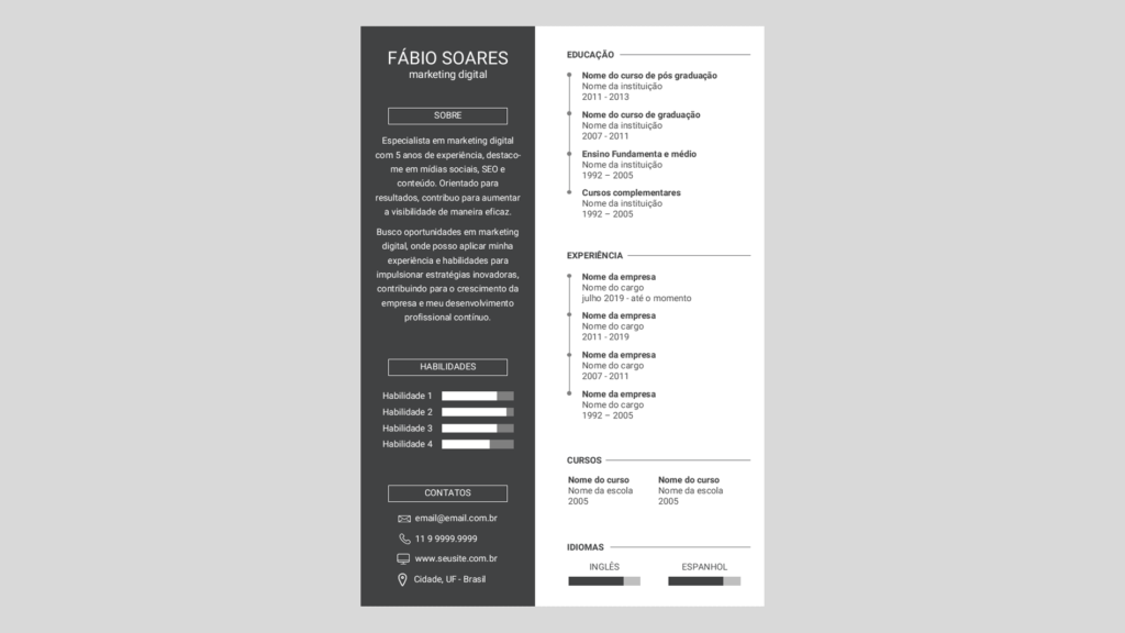 Currículo 04 – Modelo de Template em PowerPoint