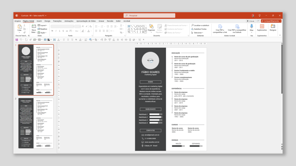 Currículo 04 – Modelo de Template em PowerPoint